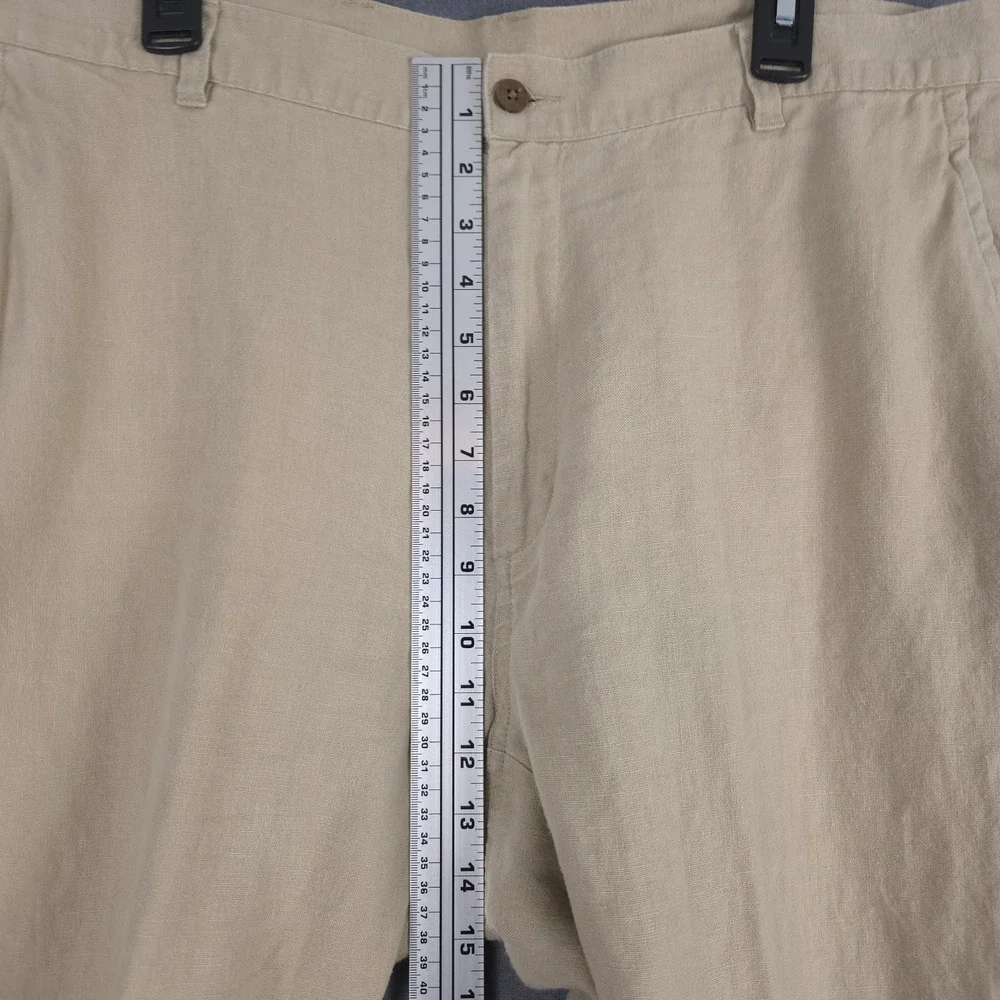 Jos A Bank Linen Pants Mens 38x30 (Fits 36x30) Khaki Flat Front Lightweight
